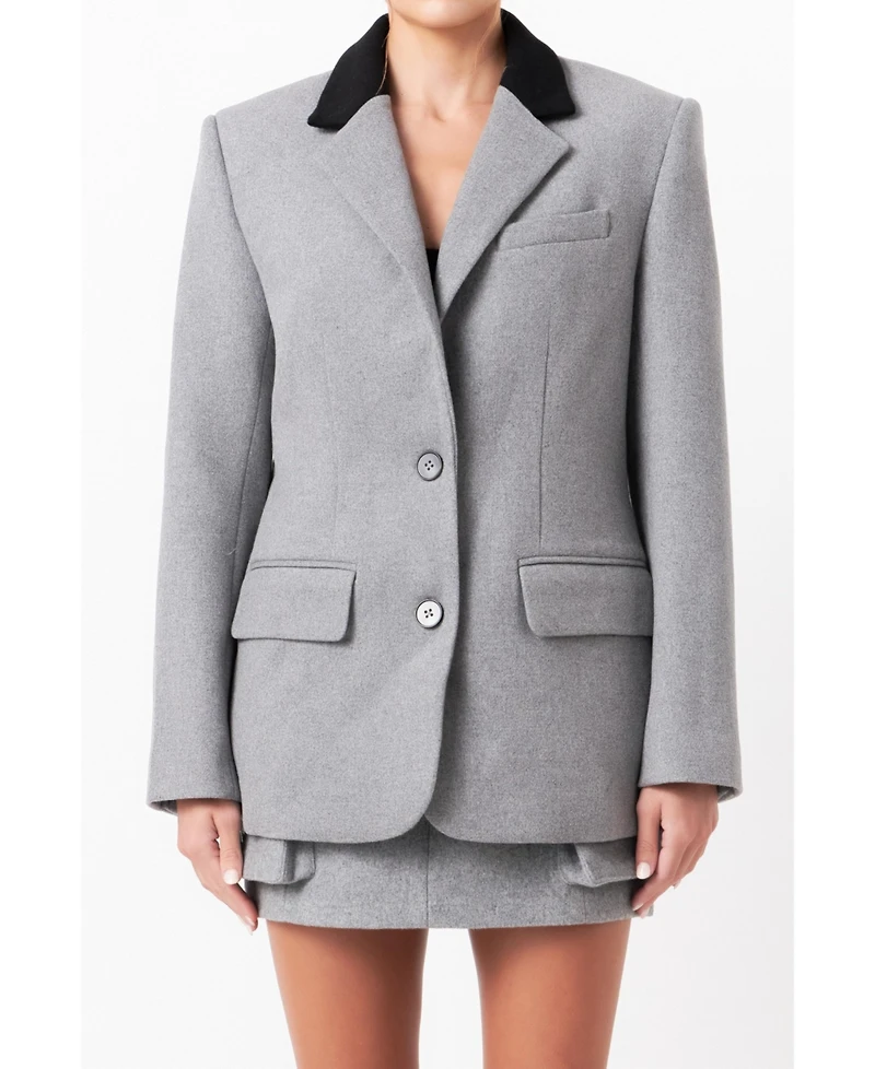 Grey Lab Women's Wool Oversize Blazer