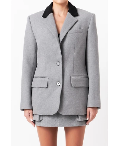 Grey Lab Women's Wool Oversize Blazer