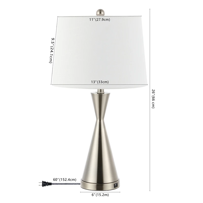 Jonathan Y Colton Classic French Country Iron Led Table Lamp with Usb Charging Port (Set of 2)