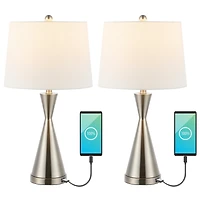 Jonathan Y Colton Classic French Country Iron Led Table Lamp with Usb Charging Port (Set of 2)