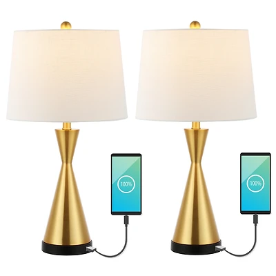 Jonathan Y Colton Classic French Country Iron Led Table Lamp with Usb Charging Port (Set of 2)
