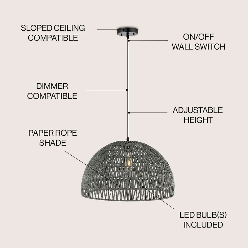 Campana Bohemian Modern Woven Rattan iron Led Pendant