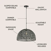 Campana Bohemian Modern Woven Rattan iron Led Pendant