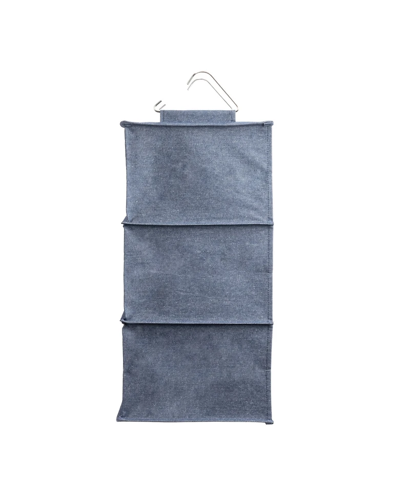 Household Essentials Hanging Cotton Blend Closet Organizer with 3 Storage Shelves, Denim