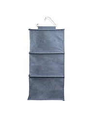 Household Essentials Hanging Cotton Blend Closet Organizer with 3 Storage Shelves, Denim