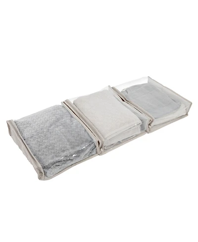 Household Essentials Under Bed Zippered Sweater Storage Bags with Clear Vision Panel, Set of 3