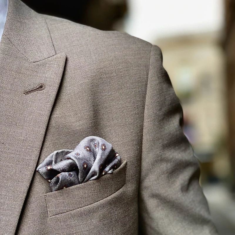Elizabetta Men's Pascal - Double Sided Silk Pocket Square for Men