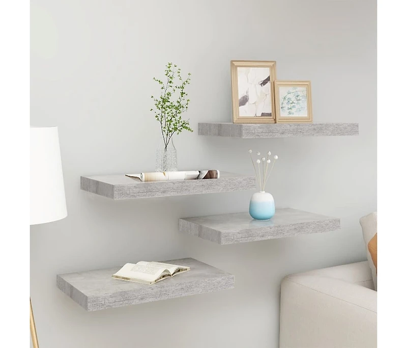 Floating Wall Shelves 4 pcs Concrete Gray 19.7"x9.1"x1.5" Mdf