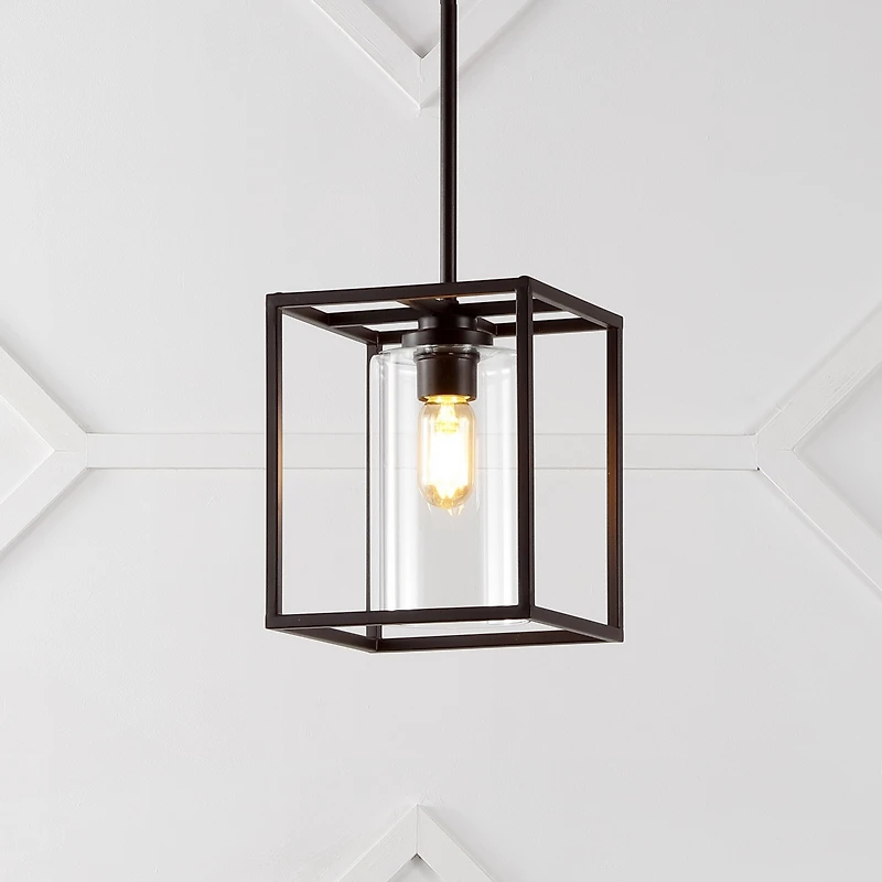 Quinn Industrial Farmhouse Iron/Glass Led Pendant