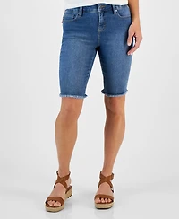 Style & Co Petite Raw-Edge Denim Bermuda Shorts, Created for Macy's