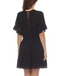Raviya Women's V-Neck Short-Sleeve Lace-Trim Dress Cover-Up
