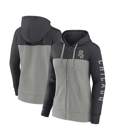 Women's Fanatics Heather Charcoal, Gray Chicago White Sox City Ties Hoodie Full-Zip Sweatshirt