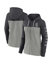 Women's Fanatics Heather Charcoal, Gray Chicago White Sox City Ties Hoodie Full-Zip Sweatshirt