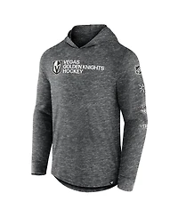 Men's Fanatics Heather Charcoal Vegas Golden Knights Stacked Long Sleeve Hoodie T-shirt