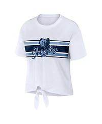 Women's Wear by Erin Andrews White Memphis Grizzlies Tie-Front T-shirt