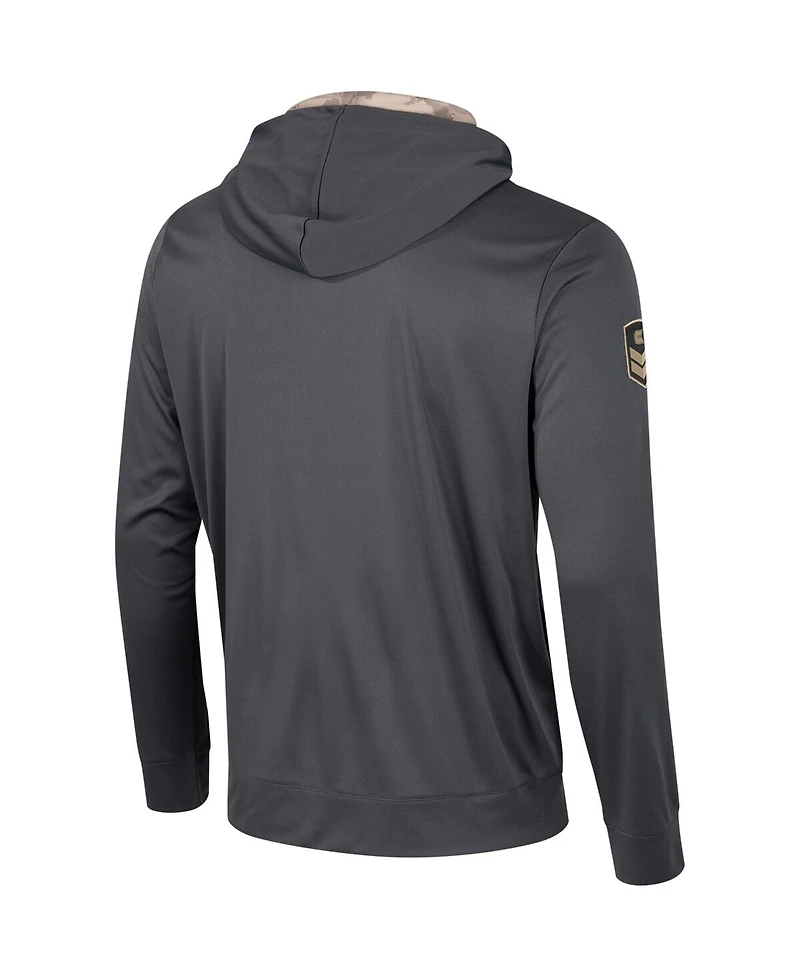 Men's Colosseum Charcoal Michigan State Spartans Oht Military-Inspired Appreciation Long Sleeve Hoodie T-shirt