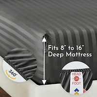 Striped 500 Thread Count Fitted Sheet Only, 100% Cotton Sateen