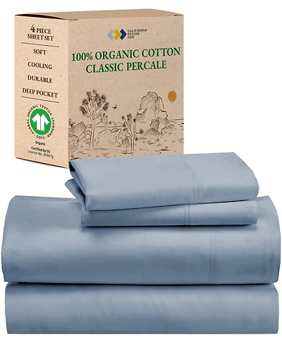 100% Organic Cotton Sheets Set, Percale Bed Sheet