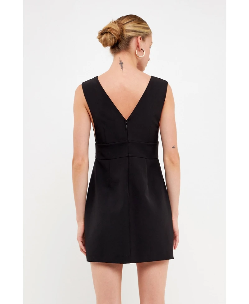 Women's V-neckline Cut-out Detail Mini Dress