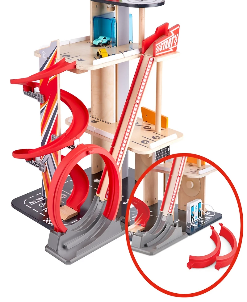 Hape Gearhead Stunt Garage Playset