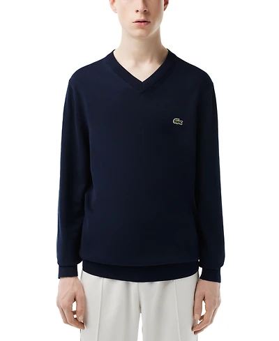 Lacoste Men's Regular-Fit Solid V-Neck Sweater 