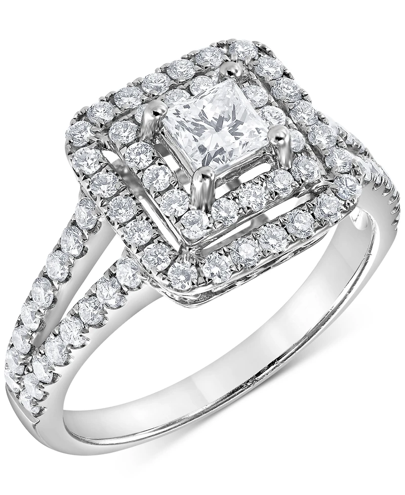 Diamond Princess Double Halo Bridal Set (1-1/2 ct. t.w.) in 14k White Gold