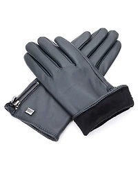 Mio Marino Women's Wristed Zipper Touchscreen Leather Gloves