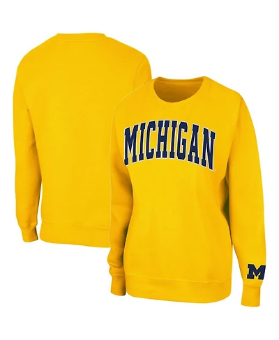 Women's Colosseum Maize Michigan Wolverines Campanile Pullover Sweatshirt