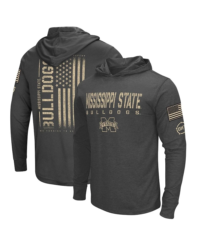 Men's Colosseum Heather Black Distressed Mississippi State Bulldogs Team Oht Military-Inspired Appreciation Long Sleeve Hoodie