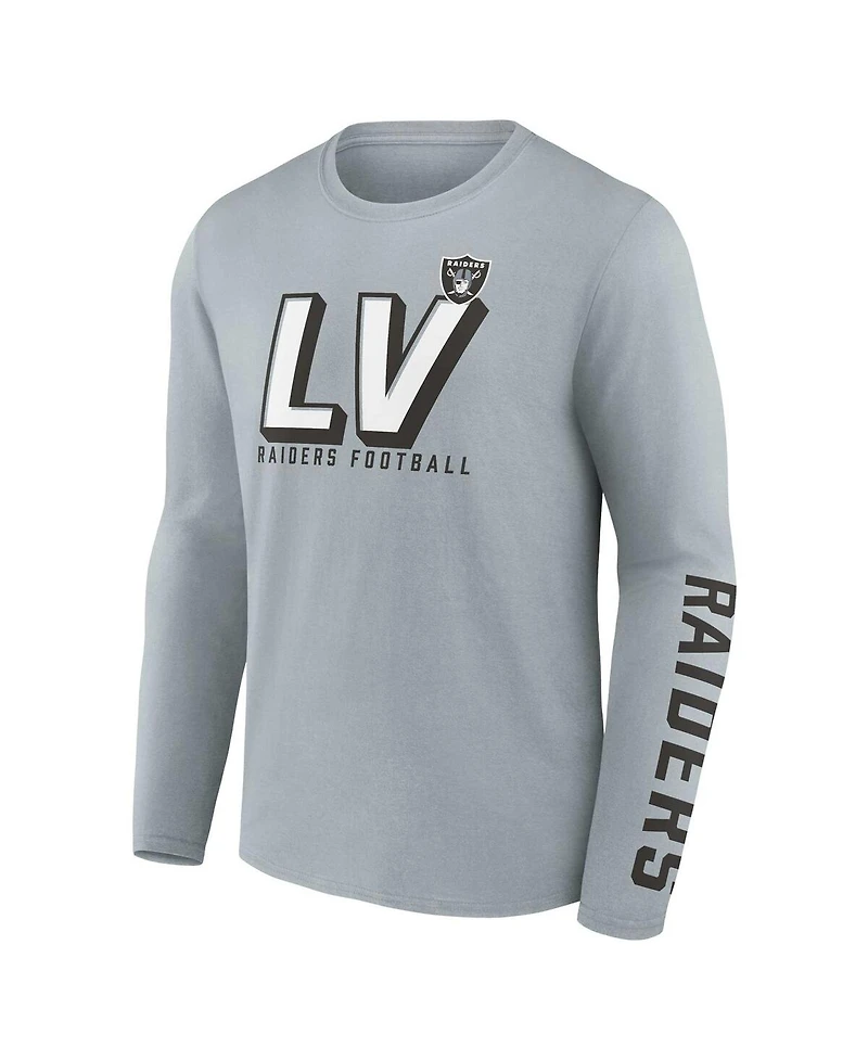 Men's Fanatics Silver, Black Las Vegas Raiders Two-Pack T-shirt Combo Set