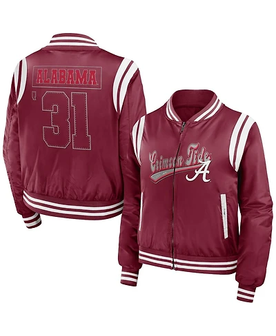 Women's Wear by Erin Andrews Crimson Alabama Tide Football Bomber Full-Zip Jacket