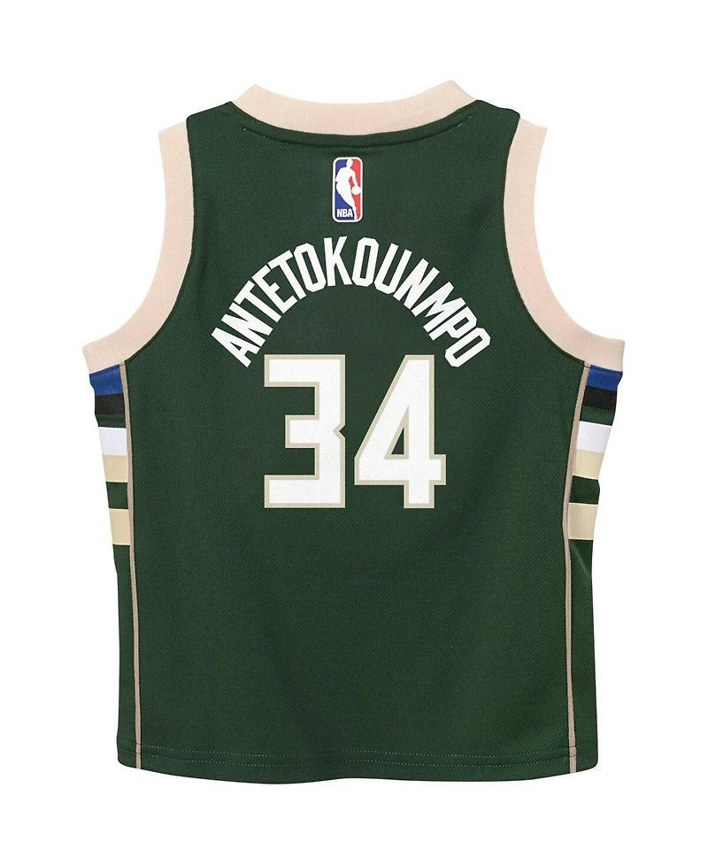 Preschool Boys and Girls Nike Giannis Antetokounmpo Hunter Green Milwaukee Bucks Swingman Player Jersey - Icon Edition
