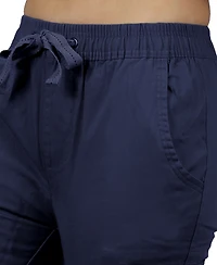 Galaxy By Harvic Women's Loose Fit Cotton Stretch Twill Cargo Joggers Set, 2 Pack