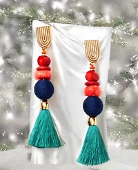 Nectar Nectar New York Dokra Gemstone Tassel Earrings