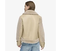 Women's Vellica Pebbled Faux Shearling Moto Jacket