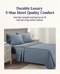5-Star Luxury Sheet Set, 600 Thread Count Cotton Sateen, Soft & Crisp Bed Sheets