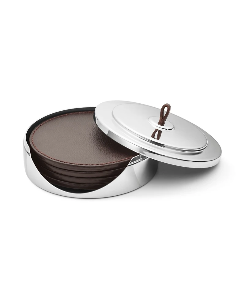 Georg Jensen Manhattan Leather Coaster 4 Piece Set