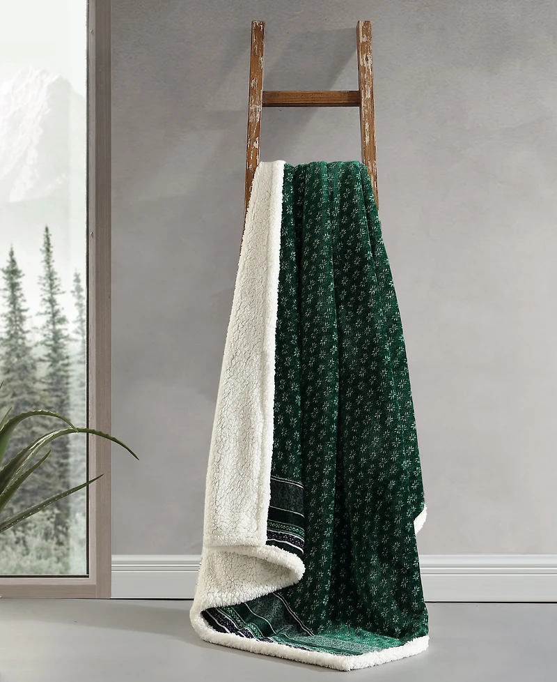 Eddie Bauer Ultra Soft Plush Sherpa Reversible Throw , 60" X 50"