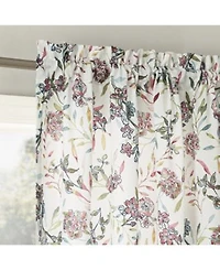 Lily Garden Watercolor Floral Room Darkening Rod Pocket Curtains