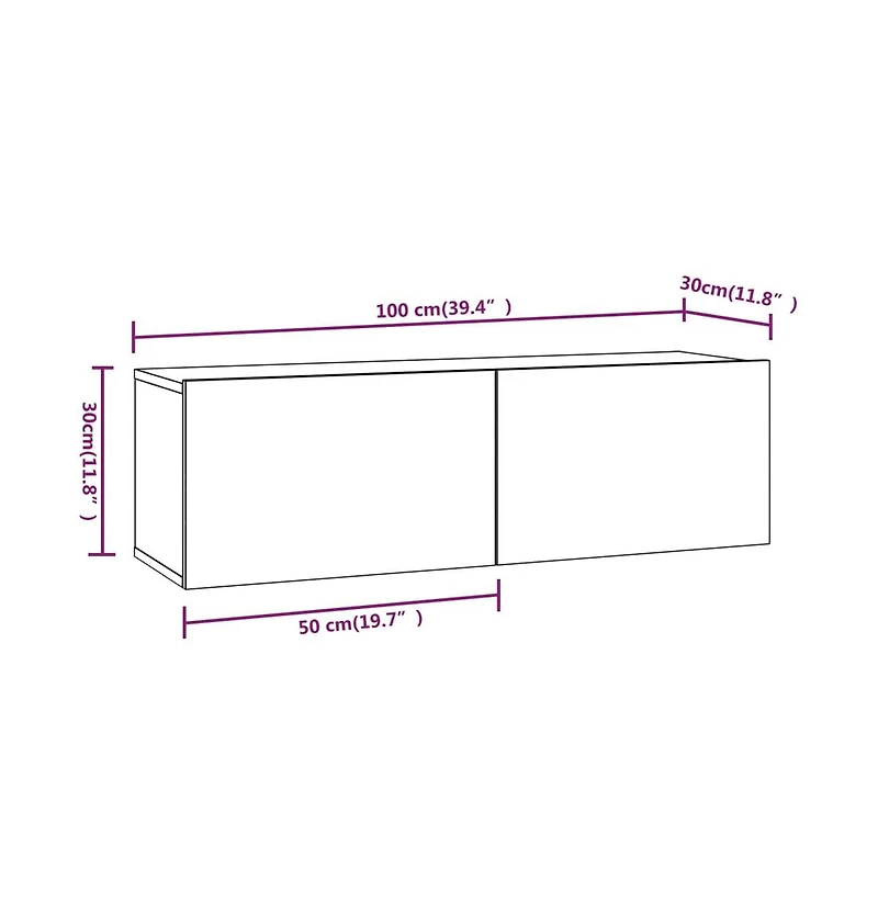 Wall Tv Stands 2 Pcs White 39.4"x11.8"x11.8" Engineered Wood