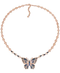 Le Vian Multi-Sapphire (3-1/2 ct. t.w.) & Diamond (1-3/4 ct. t.w.) Butterfly Pendant Necklace in 14k Rose Gold, 18" + 2" extender
