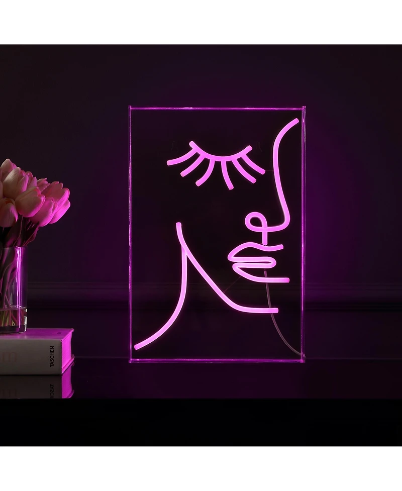 Half Face Contemporary Glam Acrylic Box Usb Operated Led Neon Light