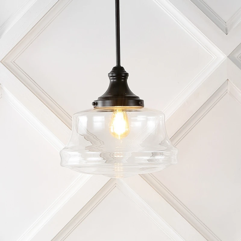 Schoolhouse Bohemian Farmhouse Iron/Glass Led Pendant