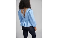 Olivia Balloon Sleeve Blouse-sky