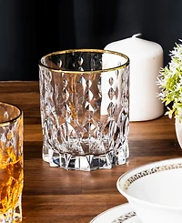 Lorren Home Trends Marilyn Gold-Tone Double Old Fashion (Dof) Tumblers, Set of 4