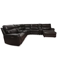 Closeout! Hutchenson 132.5" 7-Pc. Zero Gravity Leather Sectional with 2 Power Recliners, Chaise and 2 Consoles, Created for Macy's
