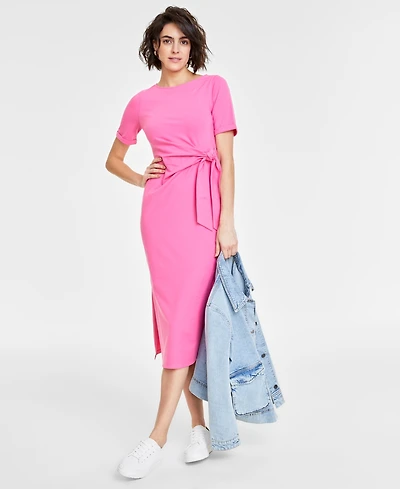On 34th Women's Crewneck Wrap Tie Dress