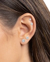 Giani Bernini 4-Pc. Set Cubic Zirconia Graduated Solitaire Stud Earrings in Sterling Silver, Created for Macy's