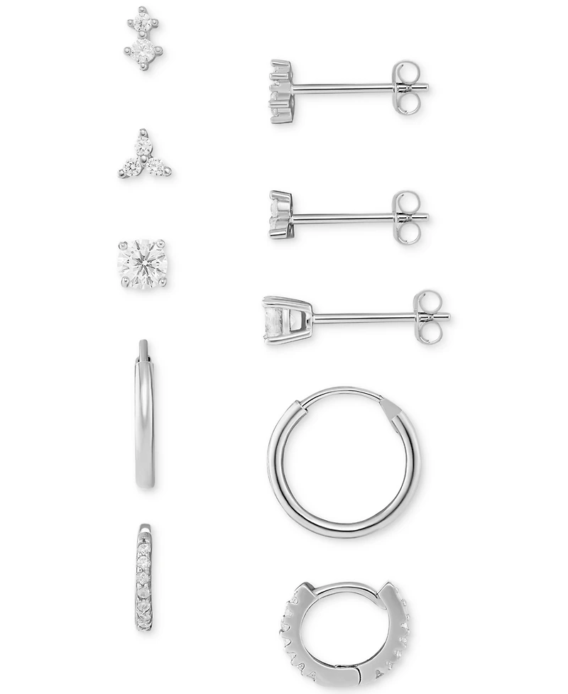 Giani Bernini 5-Pc. Set Cubic Zirconia Stud & Hoop Earrings in Sterling Silver, Created for Macy's