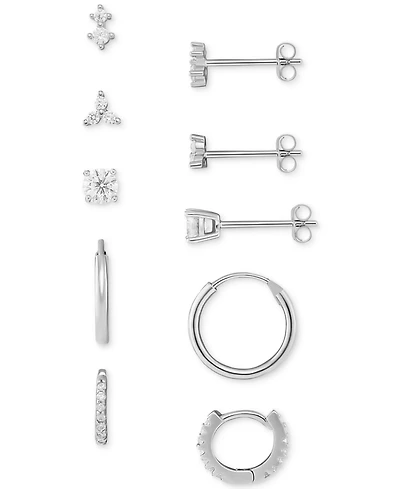 Giani Bernini 5-Pc. Set Cubic Zirconia Stud & Hoop Earrings in Sterling Silver, Created for Macy's